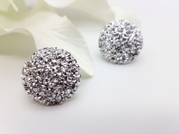 grosse hell silber Glitzer Ohrstecker